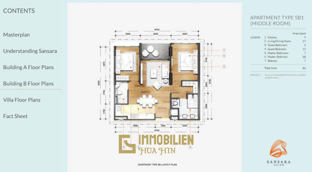 2 Bed 2 Bath 86 SQ.M Sansara Hua Hin