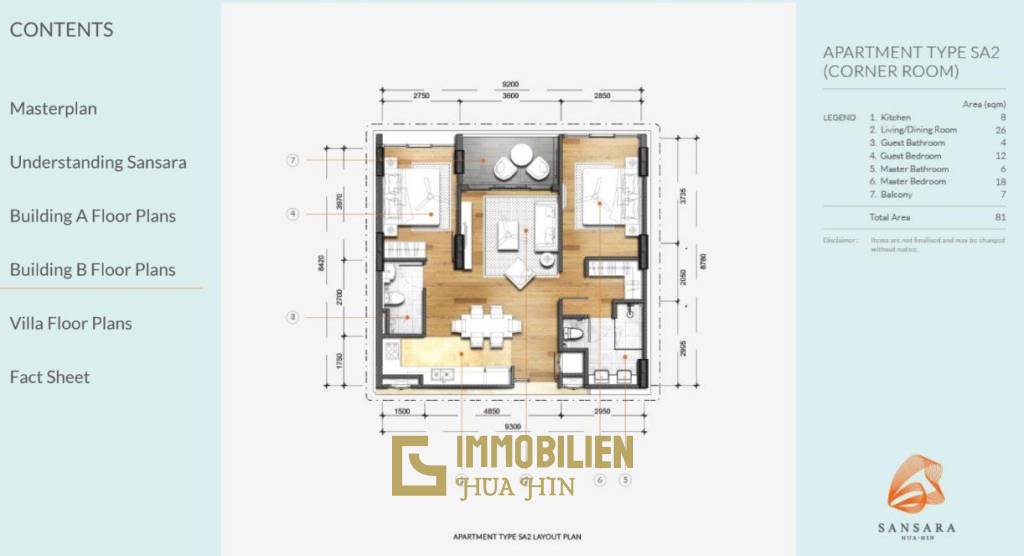 2 Bed 2 Bath 80 SQ.M Sansara Hua Hin