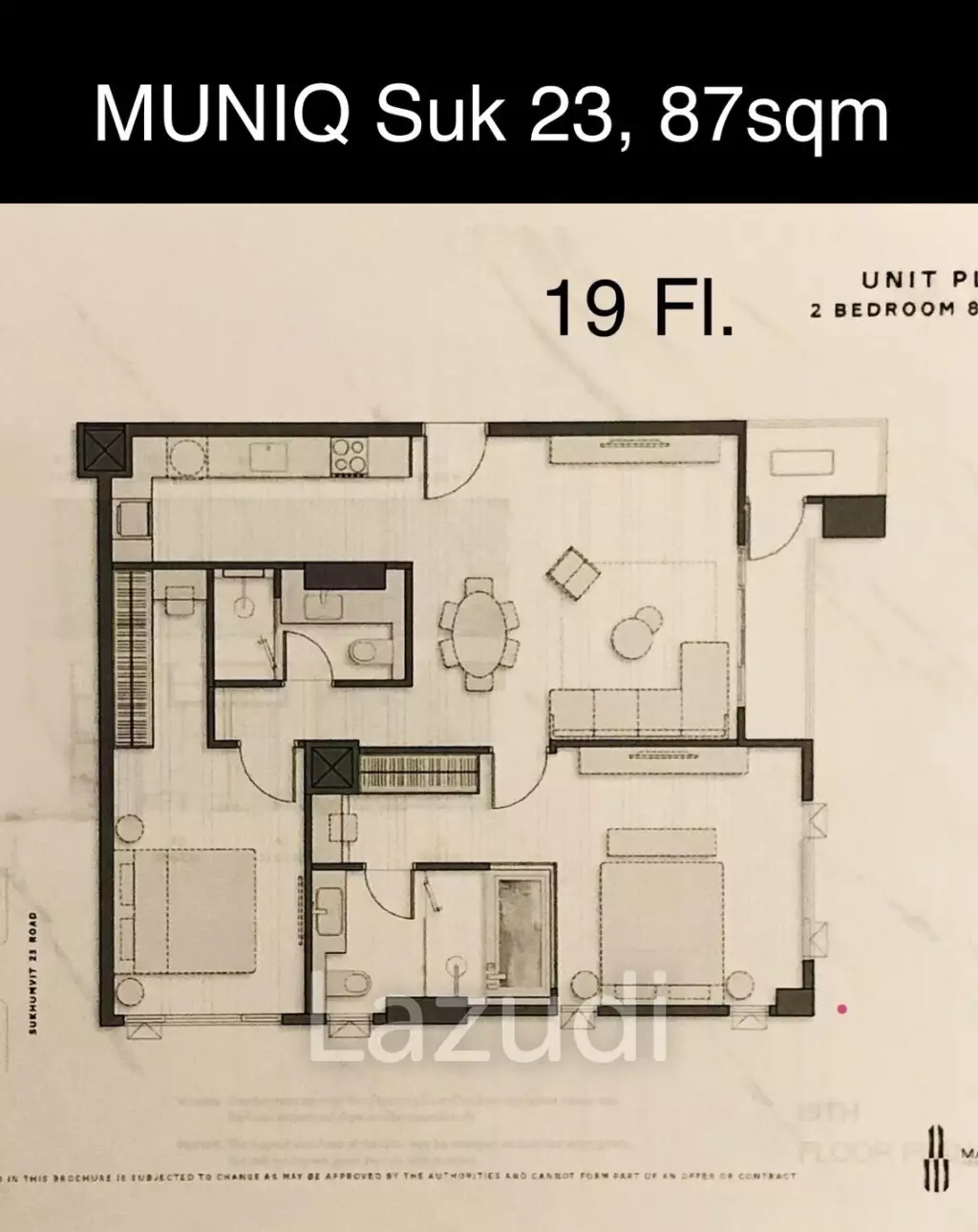 2 Bed 2 Bath 86.74 SQ.M  MUNIQ Sukhumvit 23