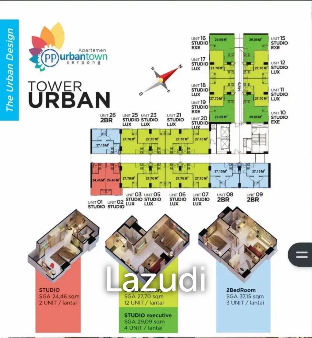 Dijual Apartemen PP Urbantown Serpong Ciputat Dekat PEMKOT Tangerang Selatan, RS Buah Hati Ciputat, Pamulang Square