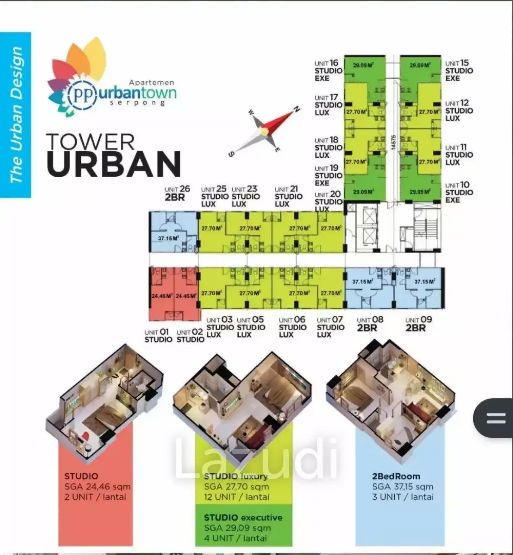 Dijual Apartemen PP Urbantown Serpong Ciputat Dekat PEMKOT Tangerang Selatan, RS Buah Hati Ciputat, Pamulang Square