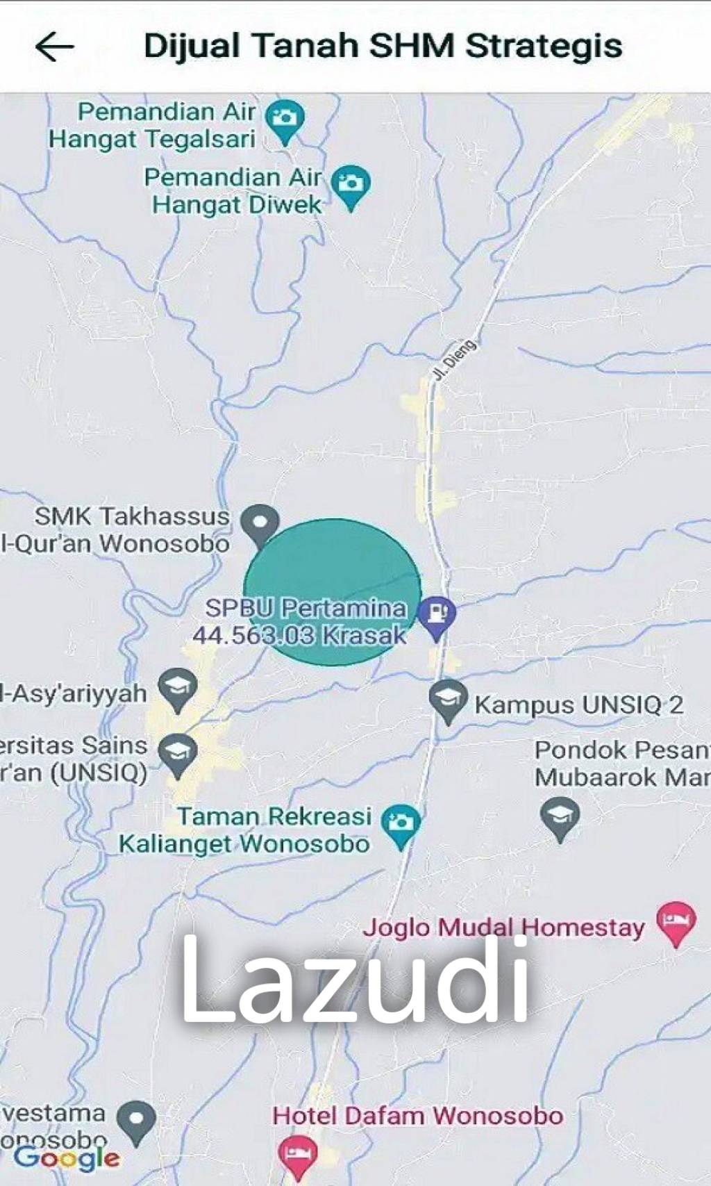 Tanah Dijual di Wonosobo Pinggir Jalan Raya Dekat Kampus UNSIQ, Alun-Alun Wonosobo, RSUD KRT Setjonegoro