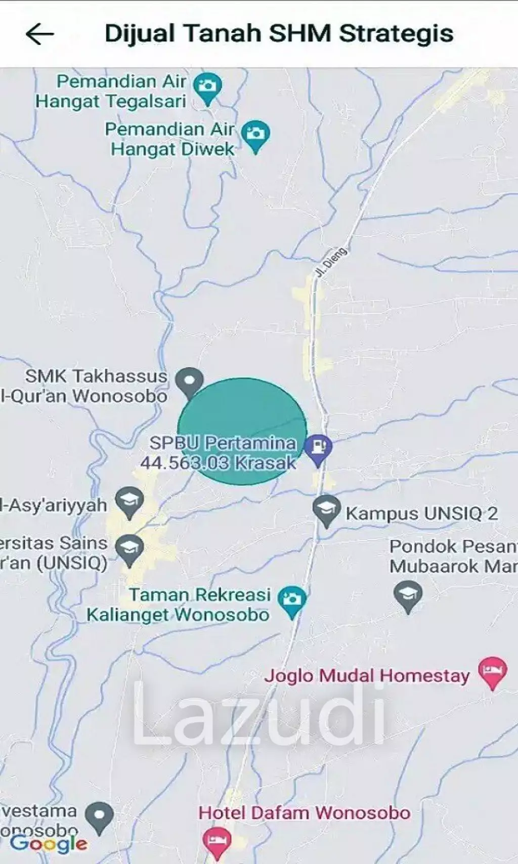 Tanah Dijual di Wonosobo Pinggir Jalan Raya Dekat Kampus UNSIQ, Alun-Alun Wonosobo, RSUD KRT Setjonegoro