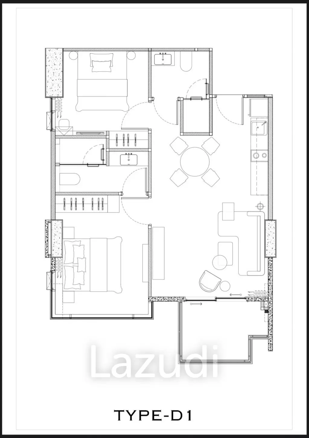 2 Bed 2 Bath 65.6 SQ.M Arom Jomtien