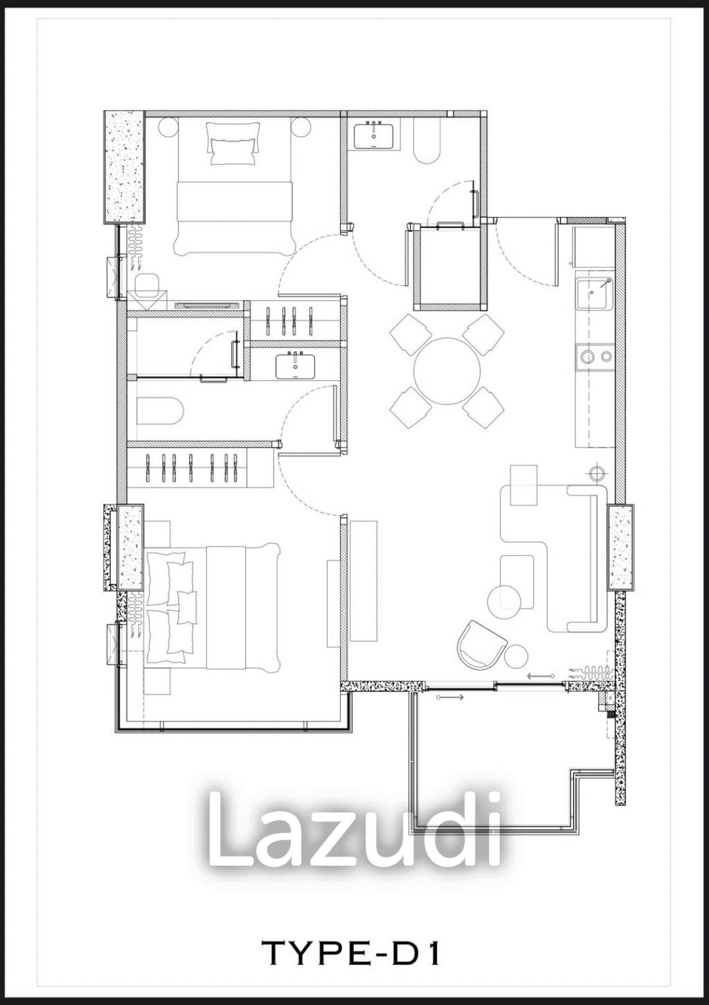 2 Bed 2 Bath 65.6 SQ.M Arom Jomtien