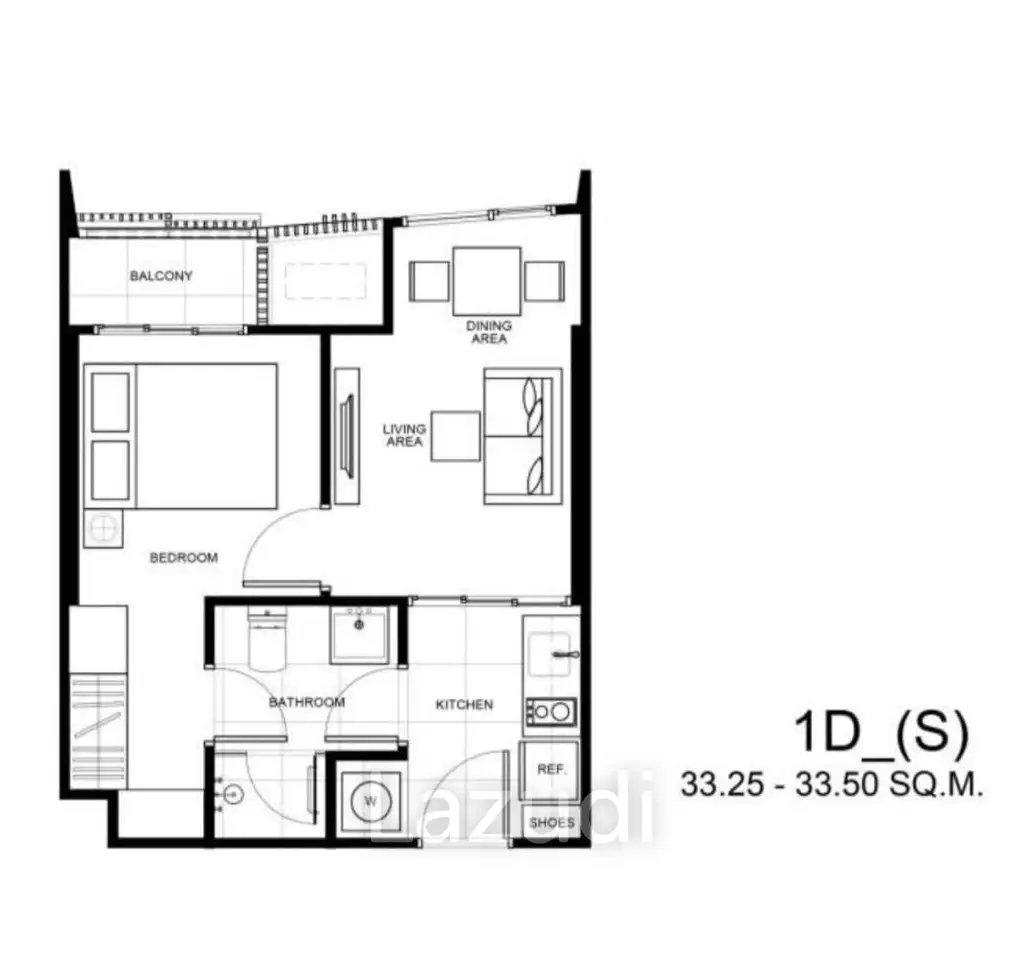 1 Bedroom 1 Bathroom 34 SQ.M. condo For Sale