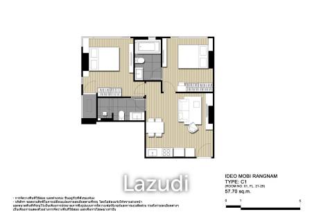 1 Bed 1 Bath 58.18 Sq.M. For Sale at Ideo Mobi Rangnam
