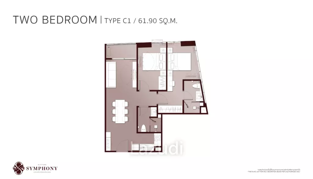 2 Bed 2 Bath 61.90 Sq.M. Altitude Symphony Charoenkrung-Sathorn